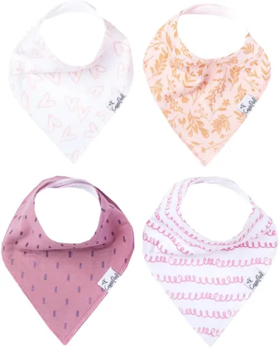 Miniatura 39 de Copper Pearl Baby Bibs 4 Pack, Printed Bandana Drool Bibs for Baby Girl & Boy, Soft Cotton Drooling Teething Bibs Claire