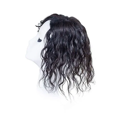 Miniatura 10 de RemeeHi Postizos en mono cabeza vuelta Remy cabello humano ondulado clip en la parte superior o Toupee Wiglet para pérdida adelgazamiento pelo