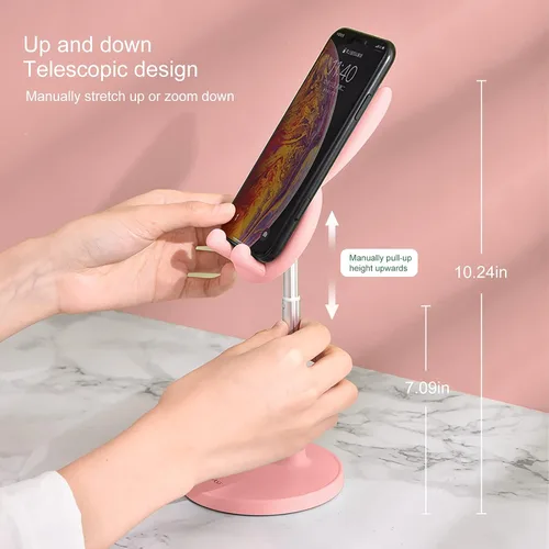 Miniatura 5 de OATSBASF Soporte ajustable para teléfono celular, soporte ajustable para teléfono con diseño de conejo, soporte para teléfono Kawaii, compatible