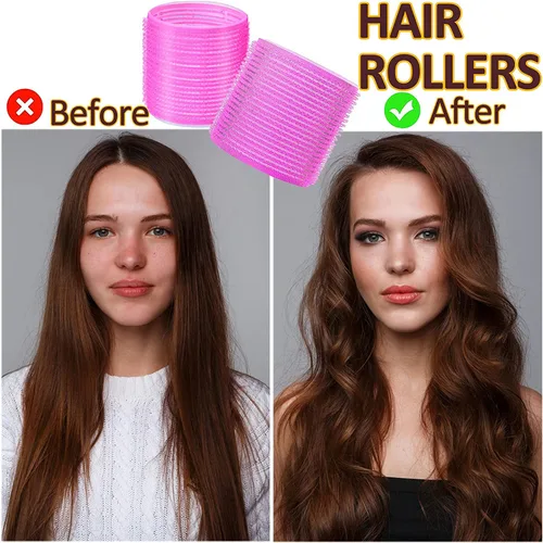 Miniatura 5 de Juego de rodillos de pelo jumbo, 12 rizadores de peluquería de salón de belleza, rodillos grandes jumbo para cabello largo y corto, peinado rizado