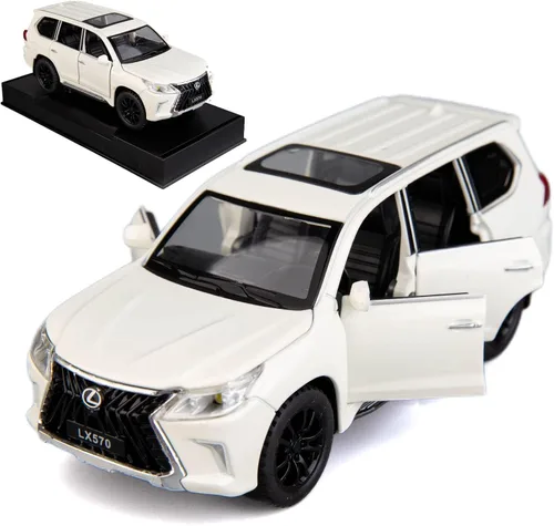 Miniatura 9 de BDTCTK 1/32 Compatible con Lexus LX570 Off-Road en SUV de lujo, auto de juguete de aleación de zinc con sonido y luz para regalo para niños y niñas