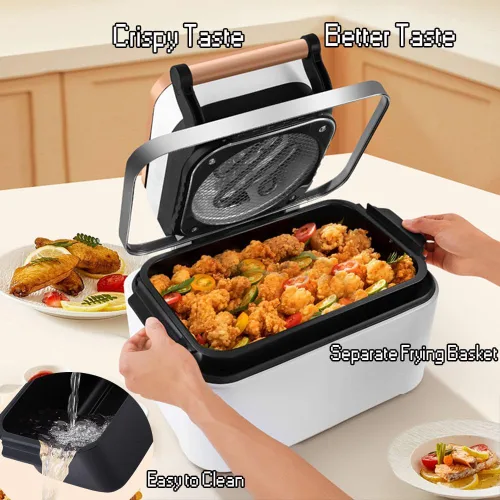 Miniatura 5 de Freidora de aire, freidora de aire visual de 12 l, horno inteligente de 1700 W con pantalla táctil digital sin aceite, temporizador y temperatura
