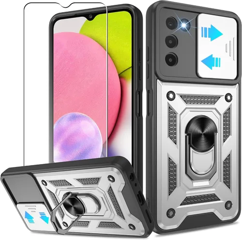 Miniatura 56 de ATUMP Funda para T-Mobile Revvl V Plus 5G con protector de pantalla HD con cubierta de cámara deslizante, soporte de anillo de rotación de 360° Negro