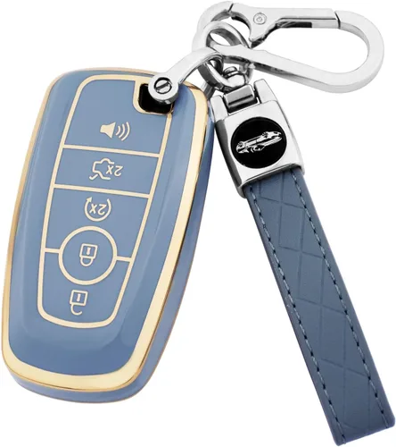 Miniatura 8 de XIYANG TRADE Funda para llavero Ford con llavero, funda para llavero para Ford Explorer Fusion Escape Edge Expedition F150 F250 F350 F450 F550 Azul