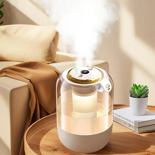 Humidificador de aire para dormitorio, humidificador silencioso de niebla fría de 2 litros para plantas, dormitorio, oficina, hogar, coche,
