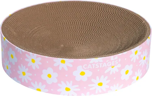 Catstages Rascador y tumbona 2 en 1 Scratch & Snuggle para gatos, almohadilla para rascar de cartón corrugado, diseño en forma de cuenco para Pink