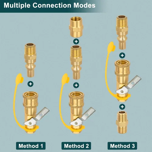 Miniatura 4 de GASPRO Kit de accesorios de conexión rápida de propano de 1/4 pulgadas, conexiones de gas LP para una fácil integración de sistemas de propano de RV