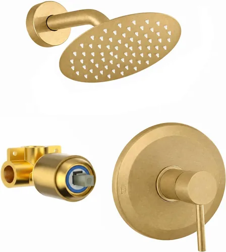 Miniatura 17 de Juego de llave de ducha HUCKLE con cabezal de ducha, llave de ducha negra de 15 cm con válvula, cabezal de ducha de lluvia de mango único negro mate
