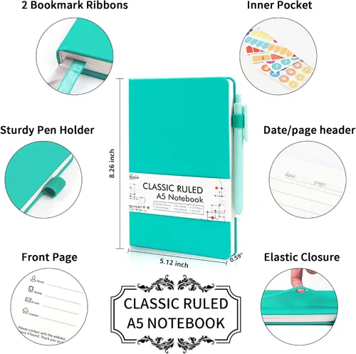 Miniatura 2 de feela Paquete de 3 Cuadernos Diarios a Granel, Cuaderno de Tapa Dura Clásico con Rayas Rayado Diarios con Soporte para Bolígrafo para Mujeres Niñas