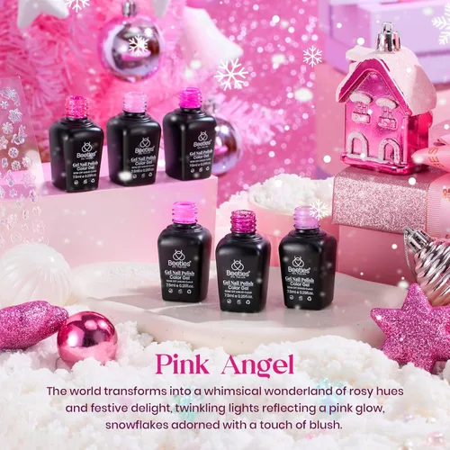 Miniatura 2 de Beetles - Juego de esmaltes en gel para uñas de Navidad, color rosa, rosa, nude, brillantina, luz brillante, kit de 6 colores para semipermanente