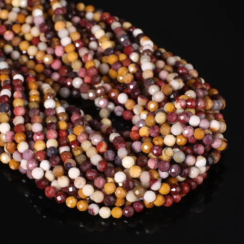 Miniatura 12 de 180 piezas 2mm Cuentas de piedras preciosas de turquesa africana natural facetada redonda suelta para hacer joyas