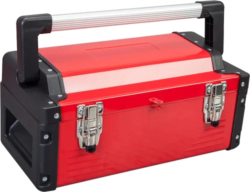 Jack Boss Caja de herramientas de metal de acero de 16 pulgadas, caja organizadora de herramientas portátil duradera con mango de aleación de