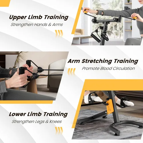 Miniatura 3 de Goplus Ejercitador de pedal plegable para personas mayores, mano, brazo, pierna, rodilla, terapia física, bicicleta de ejercicio con altura