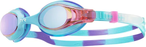 TYR Swimple - Gafas de natación metalizadas para niños con espejo para entrenamiento y recreación - Protección anti-vaho, UVA/UVB Púrpura/Rosado