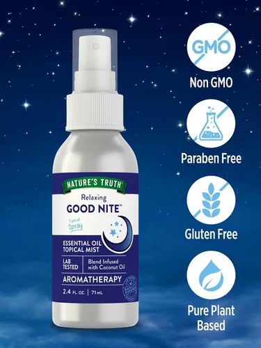 Miniatura 4 de Nature's Truth Good Nite - Bruma de aceite esencial 2.4 onzas líquidas Mezcla calmante para uso tópico, yoga y aroma en aerosol