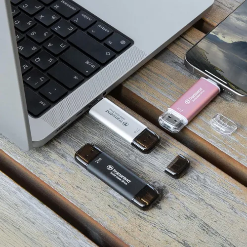 Miniatura 6 de Transcend ESD310 SSD externo de 1 TB, hasta 1,050 MB/s, unidad USB dual para iPhone17,16,15, iPad y Mac/Pixel10/Tesla/Steam Deck/ROG Ally/MSI Rosa
