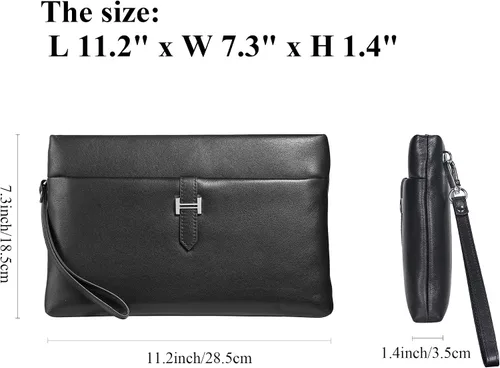 Miniatura 2 de Balidiya Bolso de mano de cuero genuino para hombre, bolso de muñeca, bolso grande de negocios, bolsa de sobre