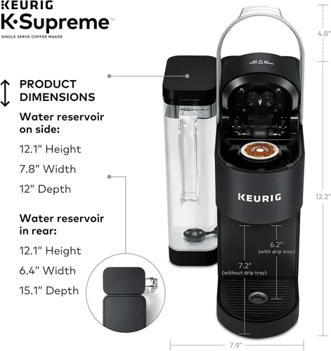 Miniatura 9 de Keurig K-Supreme - Cafetera de cápsulas K-Cup de una sola porción, tecnología MultiStream, 4 tamaños de preparación, depósito extraíble de doble