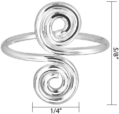 Miniatura 3 de WithLoveSilver - Anillo ajustable de plata de ley con diseño de remolinos, Plata de ley, plata