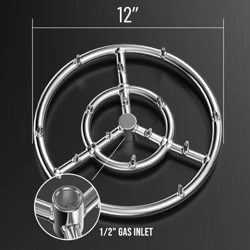Miniatura 2 de Skyflame Anillo redondo de acero inoxidable de 30.5 cm para quemador de fogata - Llama alta
