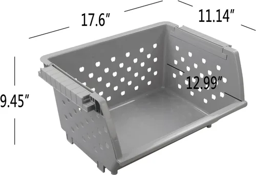 Miniatura 2 de Paquete de 3 cestas de almacenamiento apilables, contenedores organizadores apilables de plástico