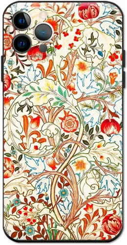 Berkin Arts Funda de silicona compatible con iPhone 12 Pro Max con protector de pantalla de flores ornamentales intrincadas rosas (Acanthus de