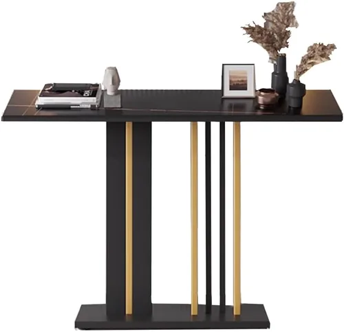 Miniatura 8 de GIZNXBA Mesa de consola moderna, mesa de sofá estrecha con patas de metal, mesa de entrada, sofá largo detrás del sofá, mesa para entrada, sala