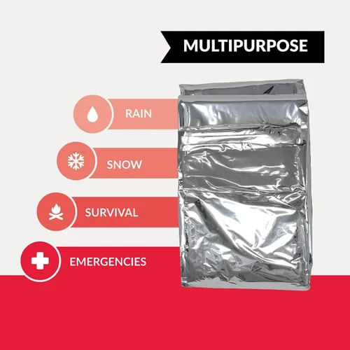 Miniatura 3 de Ever Ready First Aid Mylar - Manta de rescate grande, hoja térmica plateada para emergencias y supervivencia, 54 x 84 pulgadas, 10