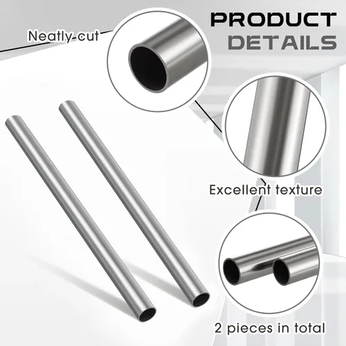 Miniatura 3 de Hicarer 2 tubos de acero inoxidable 3/4 pulgadas Od 304 de 12 pulgadas de longitud, tubo grueso y tubo soldable de calibre 16, tubo de metal redondo