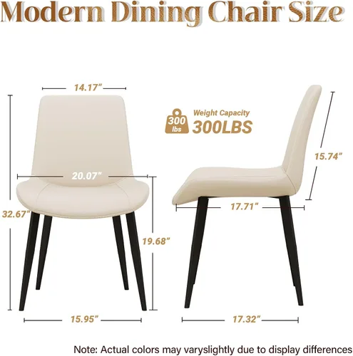 Miniatura 2 de Juego de 2 sillas de comedor, sillas de comedor tapizadas, modernas sillas de comedor y cocina de piel sintética con patas de metal resistentes