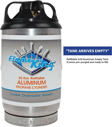 Miniatura 4 de Flame King Tanque de Cilindro de Propano de Aluminio Vacío de 1LB - Resistente a la Corrosión y Libre de Óxido, Ideal para Acampar y Pequeños