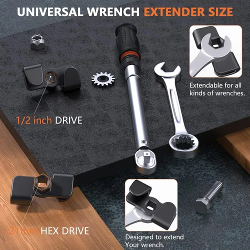 Miniatura 2 de Anblak Extensor de Llave para Barras de Disyuntor de 1/2 Pulgada de Unidad/21 mm de Unidad Hexagonal, Adaptador Universal de Extensión de Llave