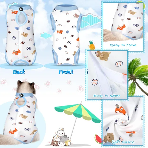 Miniatura 3 de Kacctyen Juego de 6 Trajes de Recuperación para Gatos Después de Cirugía Hembra y Macho Gatito Traje de Cirugía Alternativa al Collar E Pijama Ropa