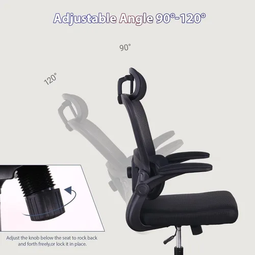 Miniatura 4 de Silla de oficina ergonómica, silla de escritorio de oficina con malla de respaldo alto y soporte lumbar ajustable, sillas giratorias de trabajo