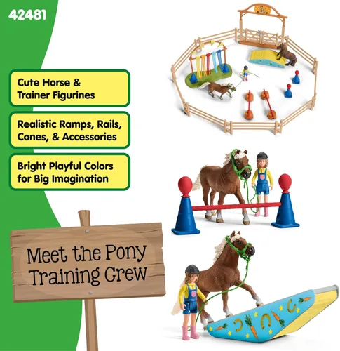 Miniatura 3 de Schleich Farm World - Juego de entrenamiento de agilidad de poni con caballo, entrenador y accesorios, juego de 41 piezas de poni, entrenador
