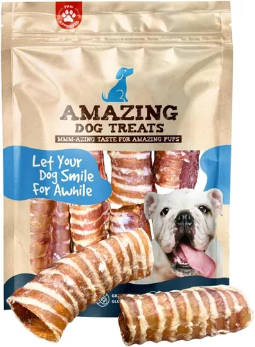 Amazing Dog Treats - Anillos de tráquea de ternera (3-4 pulgadas, 12 unidades) -Masticables prémium para perros- Ideal para perros de tamaño pequeño