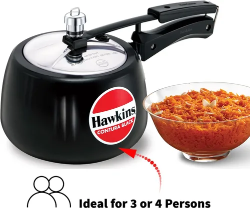 Miniatura 2 de Hawkins Olla de presión Contura de 3 litros, color negro, con tapa interior anodizada dura, modelo Handi, color negro (CB30)