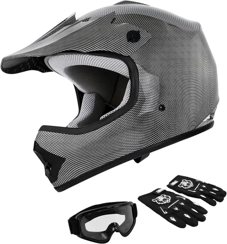 Miniatura 9 de TCMT Casco de motocross para niños y jóvenes, color negro, casco de motocross, motocross, moto de calle, karting, BMX, MX, ATV, casco de cara