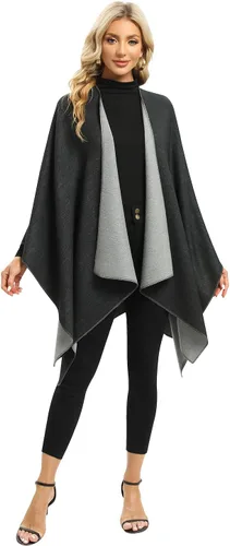 Miniatura 23 de Femdouce Manta cálida para mujer, ligera, con frente abierto, capa tipo poncho para primavera, otoño e invierno