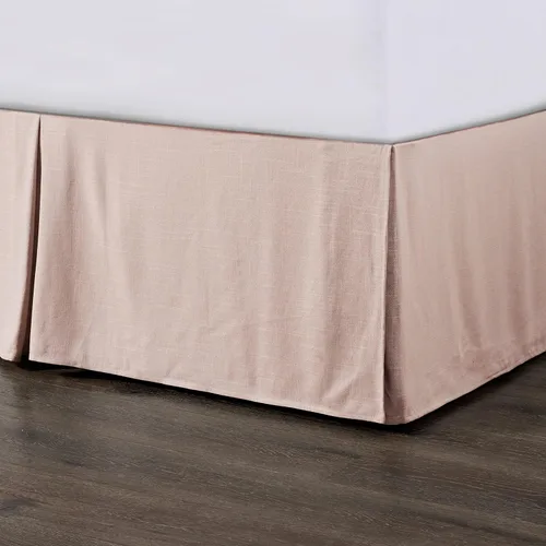 HiEnd Accents Hera - Falda de cama de lino a medida, tamaño súper Queen, color liso rubor, romántica y elegante estilo costero tradicional