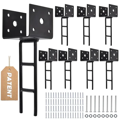 Paquete de 8 anclajes de poste en forma de U, base de poste de 4 x 4 pulgadas para hormigón, producto patentado de diseño, calibre 11, 3 mm de