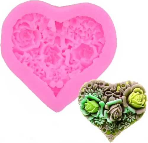 Miniatura 5 de Molde de jabón de silicona con corazón de rosa, flor de rosa, fondant, azúcar, chocolate, caramelo, pastel, regalo, día de San Valentín