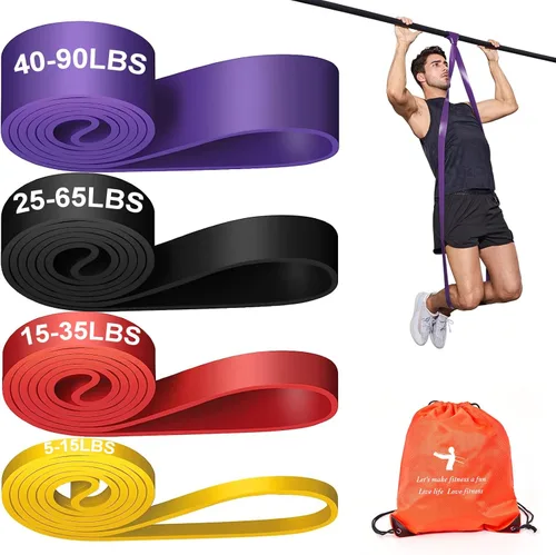 Miniatura 8 de Juego de bandas de asistencia para dominadas 5 LBS - 230 LBS, bandas largas de resistencia para dominadas y entrenamiento, bandas de gimnasio