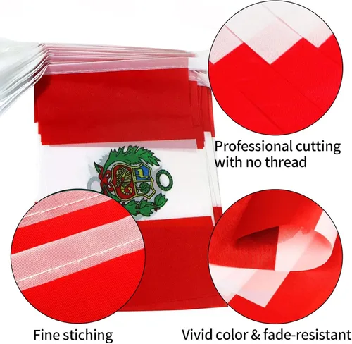 Miniatura 3 de Bandera peruana, pequeña cadena de banderas de Perú, mini banderas peruanas, utilizada para fiestas, escuela, eventos deportivos, decoraciones