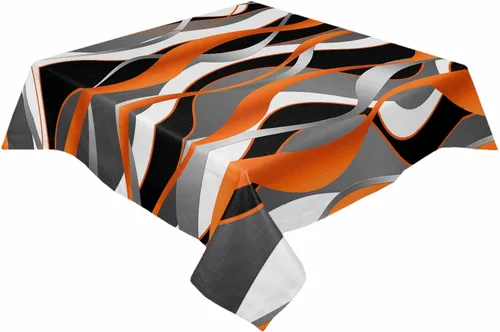 Miniatura 9 de Mantel rectangular impermeable, lavable, con líneas abstractas 3D en color negro, a prueba de aceite, para cocina, comedor, fiesta, vacaciones
