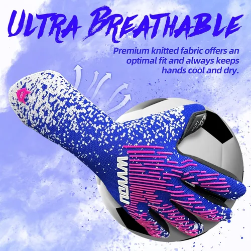 Miniatura 4 de WVVOU Guantes de Portero de Fútbol para Jóvenes y Adultos (Talla 7-10, 3 Estilos) Guantes de Portero de Alto Rendimiento Guantes de Fútbol 2-Rosa