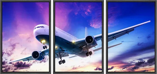 Miniatura 68 de wall26 Lienzo enmarcado para pared, juego de arte exótico tropical, océano, mar, avión, puesta de sol, transporte, fotografía, realismo, decorativo