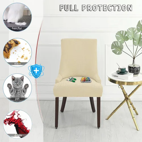 Miniatura 2 de Wingback - Funda impermeable para silla, funda de jacquard elástica (beige, 1 unidad) Instant room refresh with easy cleanup, dependable mess