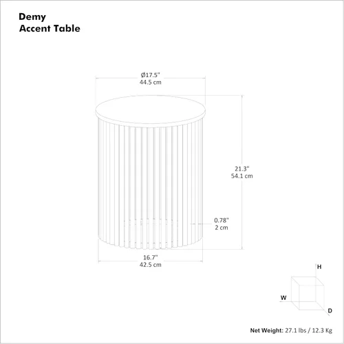 Miniatura 3 de SIMPLIHOME Demy - Mesa auxiliar redonda de metal sólido de 18 pulgadas de ancho con parte superior de mármol genuino y base de listones en negro