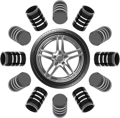 Miniatura 11 de BFXM 12 tapas de vástago de válvula de neumático de automóvil, tapa de aire de neumático para automóvil, cubiertas universales de vástago, Universal